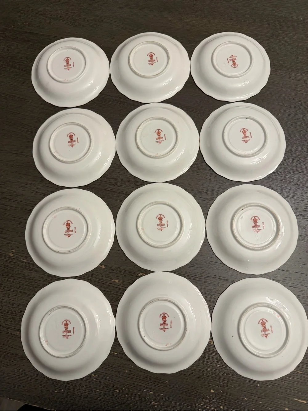Antique Royal Crown Derby Bone China Saucers Set of 12